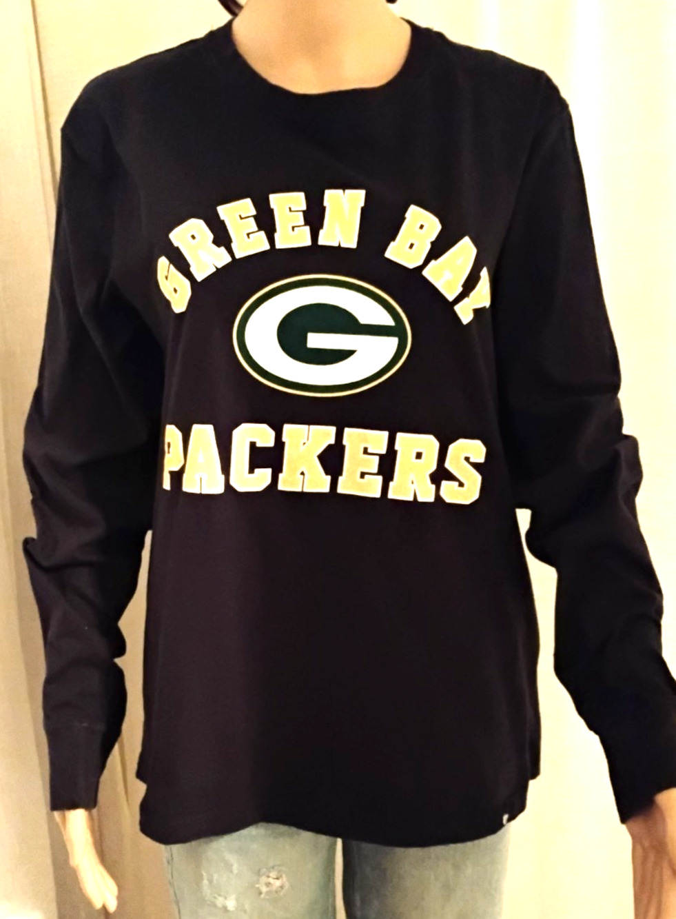 47 Green Bay Packers Graphic Long Sleeve Tee Crewneck NFL Game Day Womens M